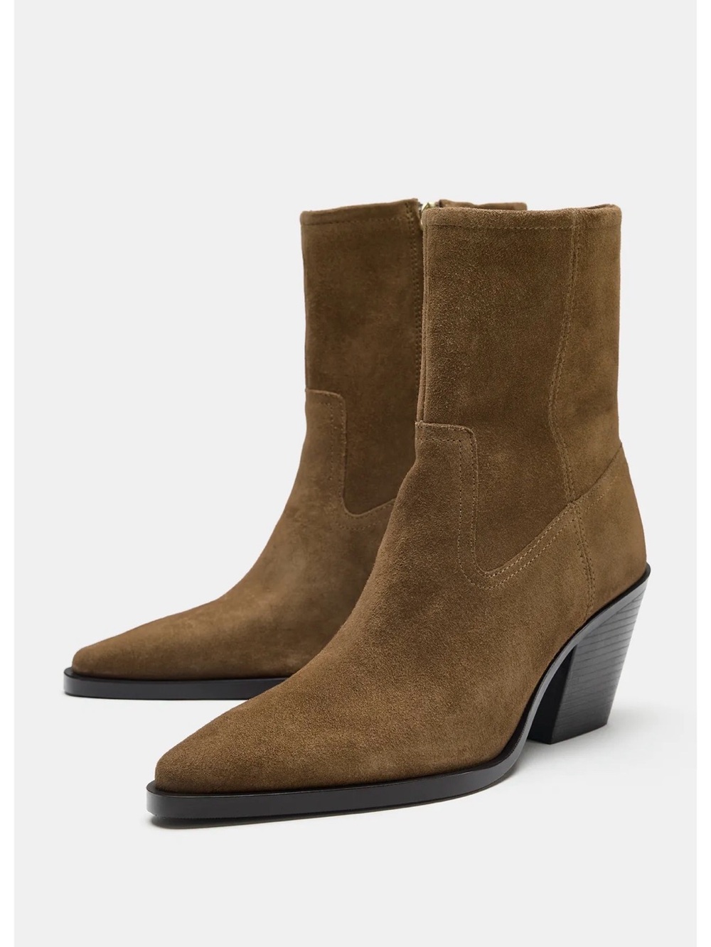 ZARA brown suede cowboy boots size 39
